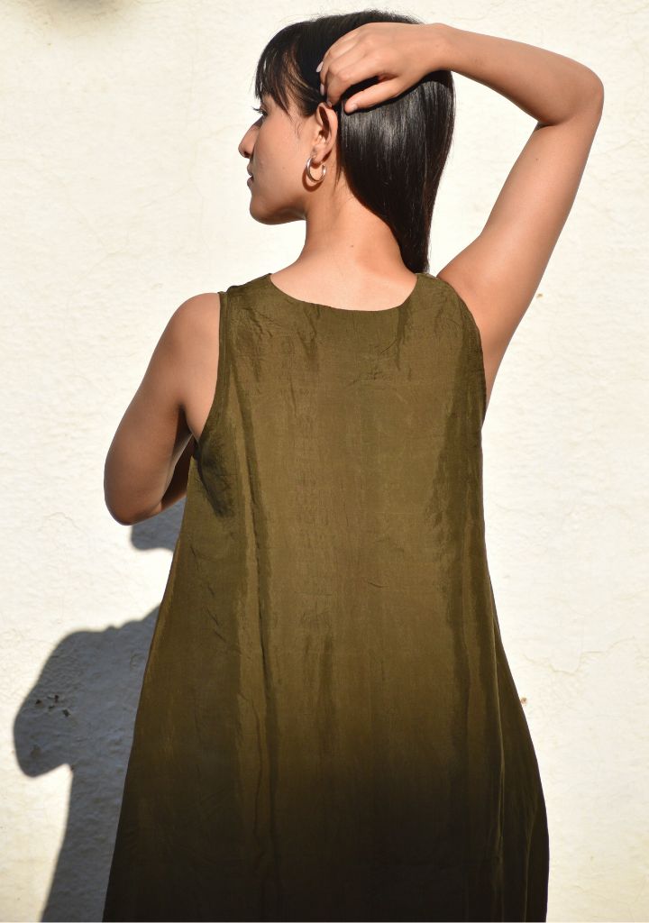 Olive Silk Dress