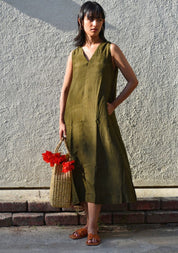 Olive Silk Dress