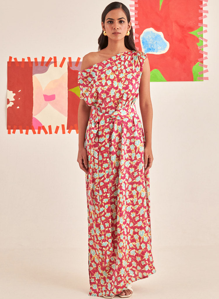 One Shoulder Draped Dress