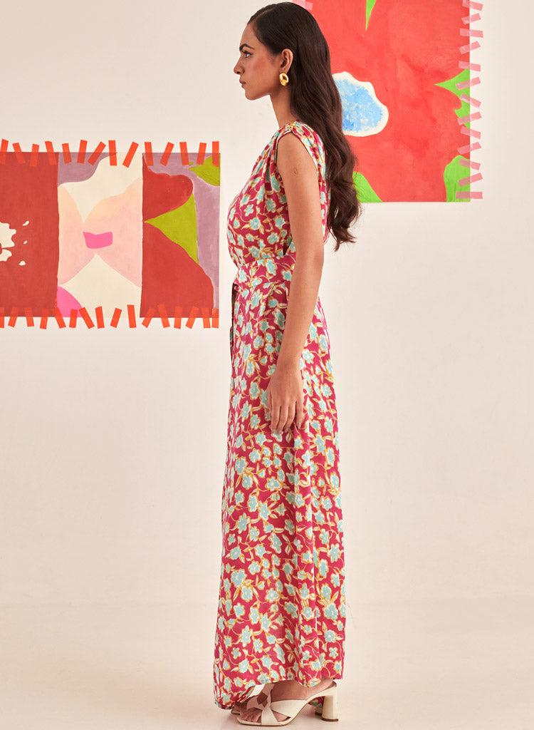 One Shoulder Draped Dress