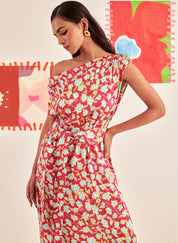 One Shoulder Draped Dress