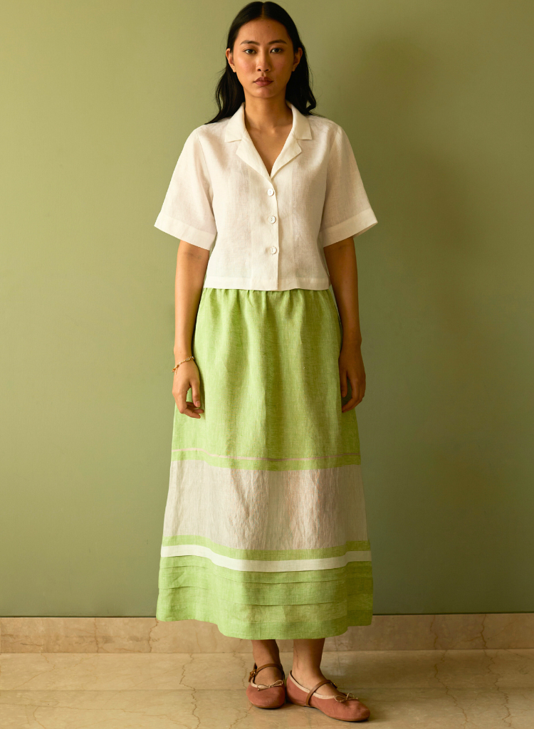 Ora Pleated Border Skirt