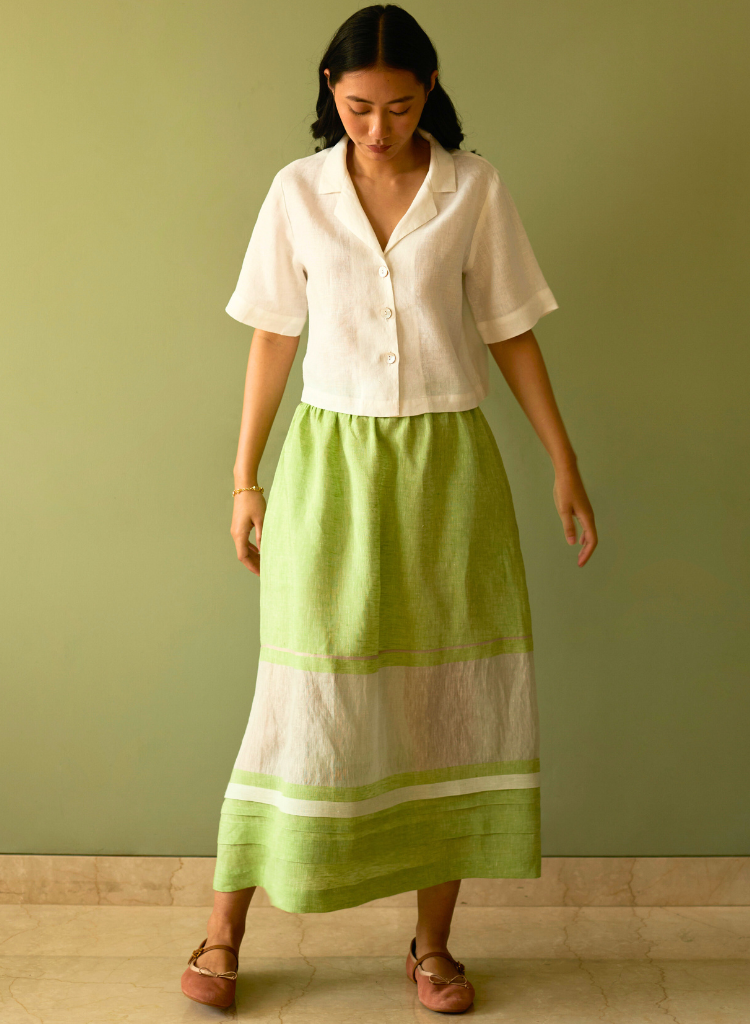 Ora Pleated Border Skirt