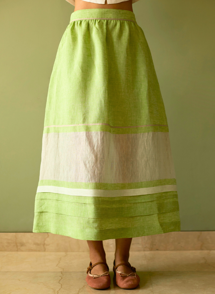 Ora Pleated Border Skirt