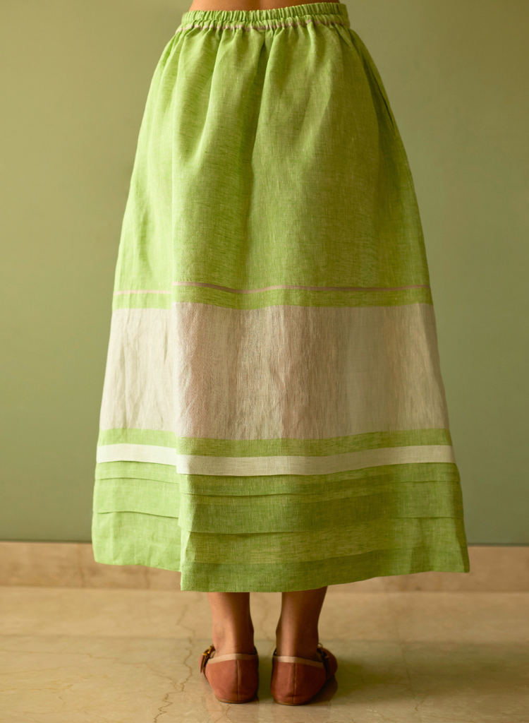 Ora Pleated Border Skirt