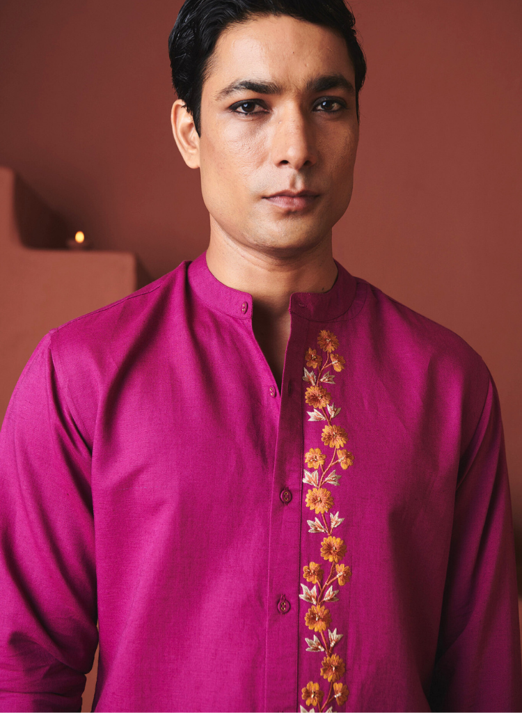 Orchid Band Collar Shirt