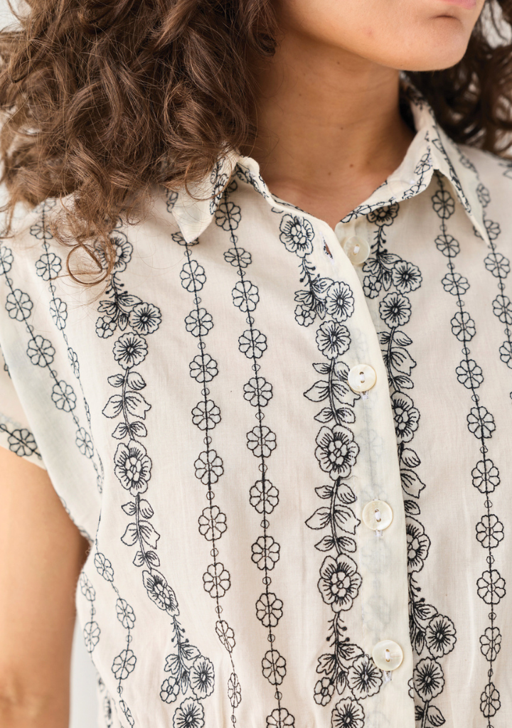 Oversized Floral Crop Shirt