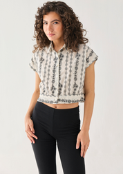 Oversized Floral Crop Shirt