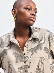 Animal Print Cropped Shirt