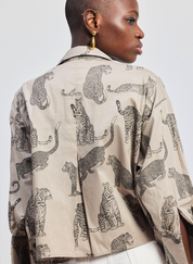 Animal Print Cropped Shirt