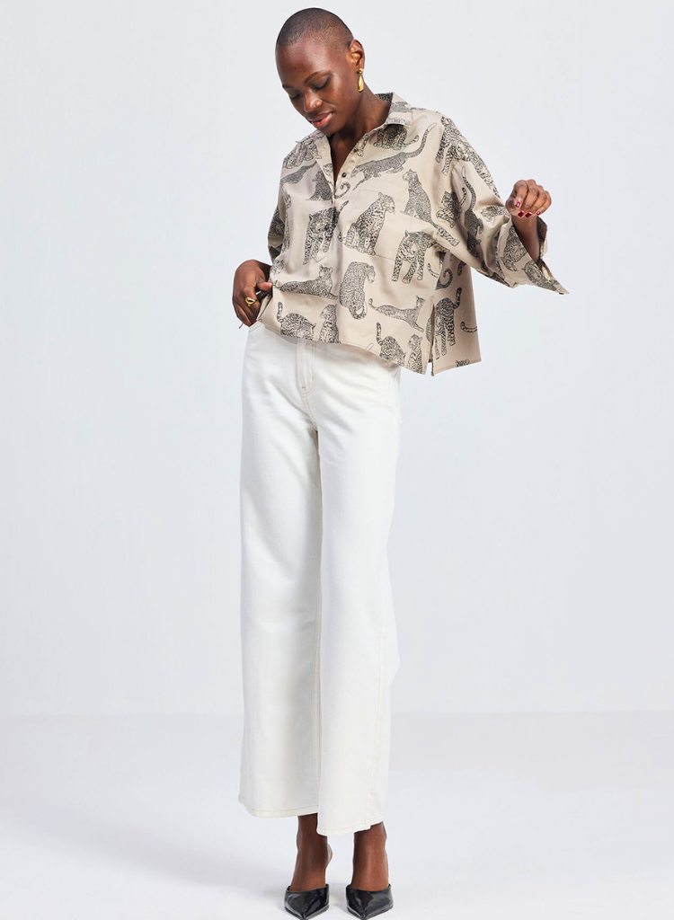Animal Print Cropped Shirt
