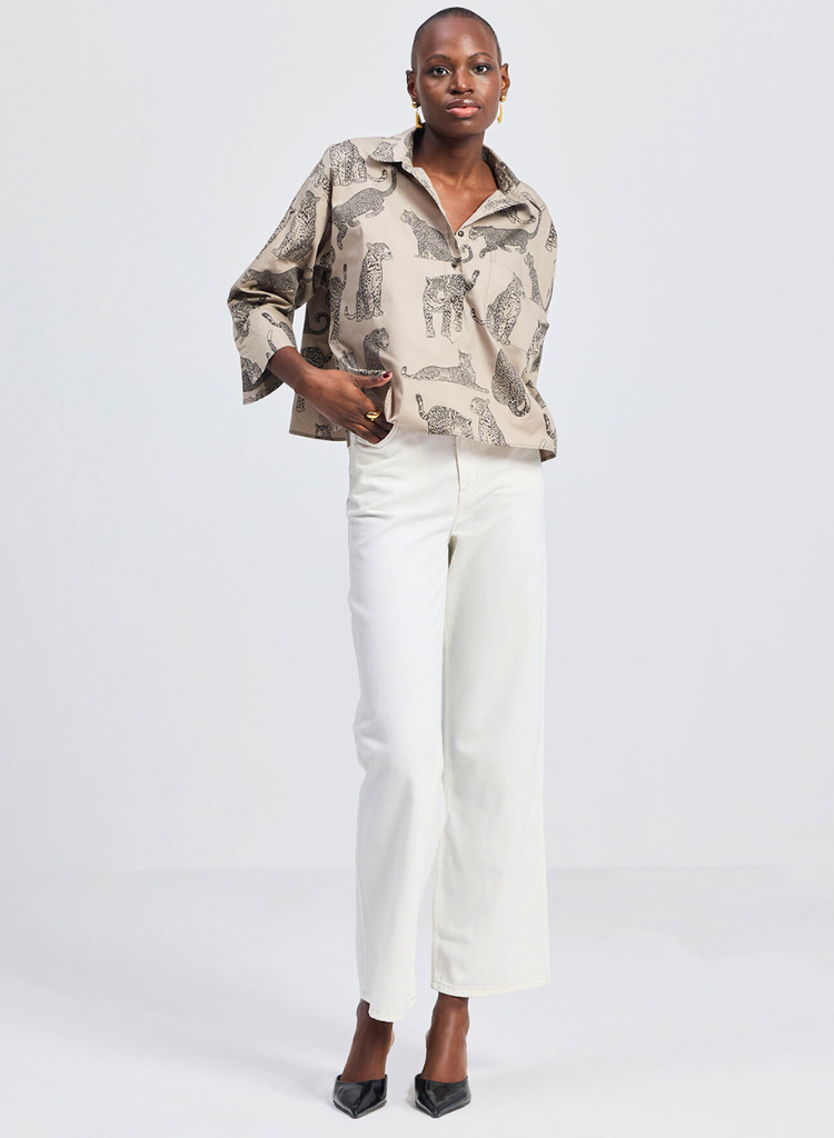 Animal Print Cropped Shirt