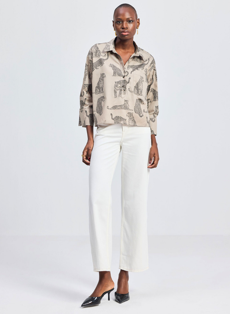 Animal Print Cropped Shirt