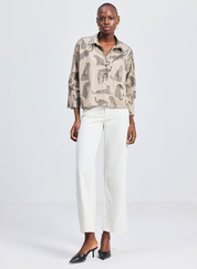 Animal Print Cropped Shirt