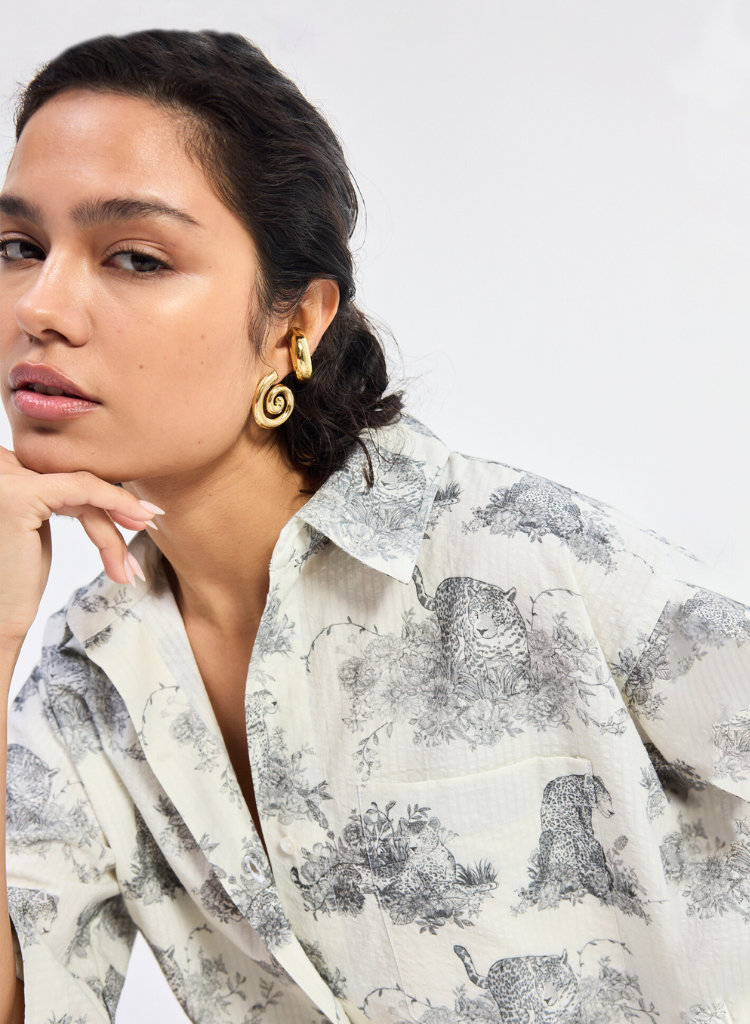 Animal Print High-Low Shirt