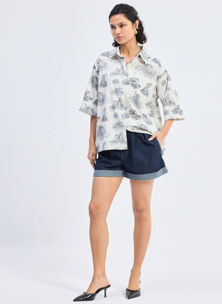 Animal Print High-Low Shirt