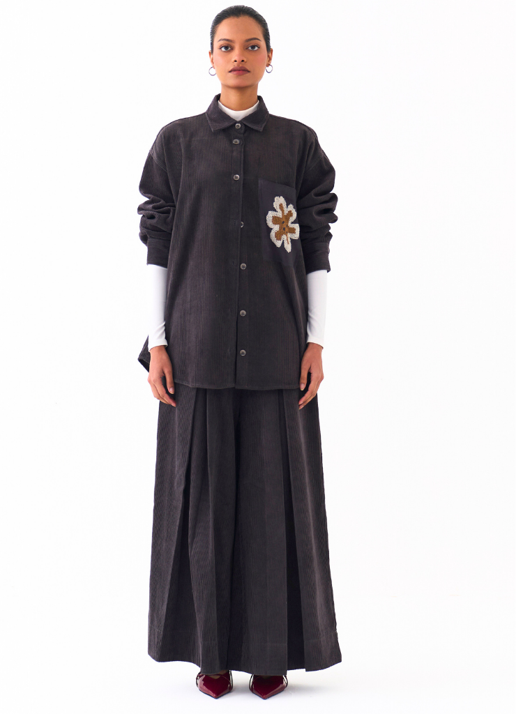 Oversized U Hem Shirt Set