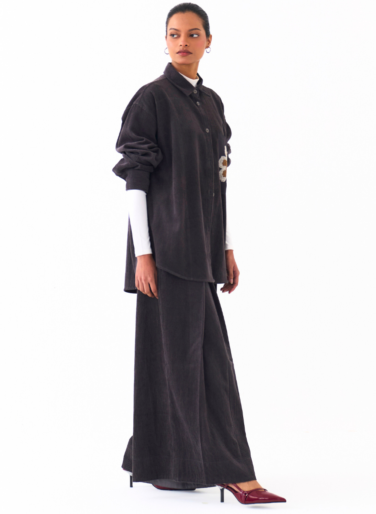 Oversized U Hem Shirt Set