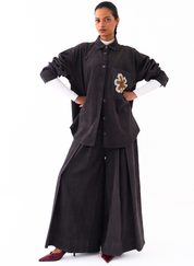 Oversized U Hem Shirt Set