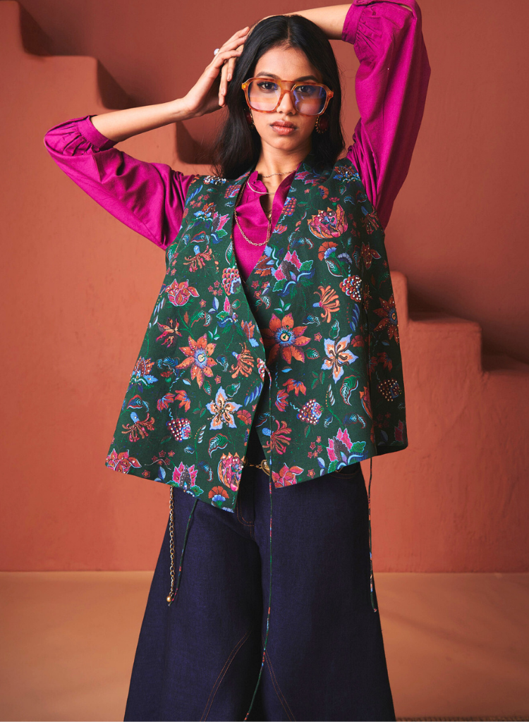 Paan Chintz Wrap Waistcoat