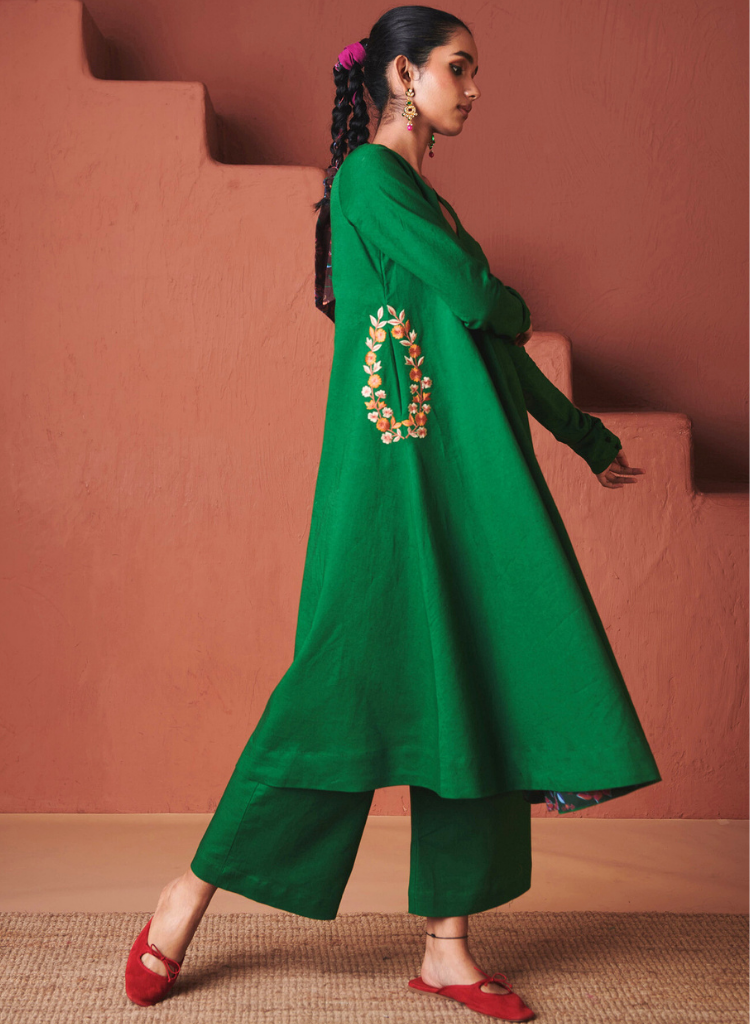 Paan Embroidered Kurta Set