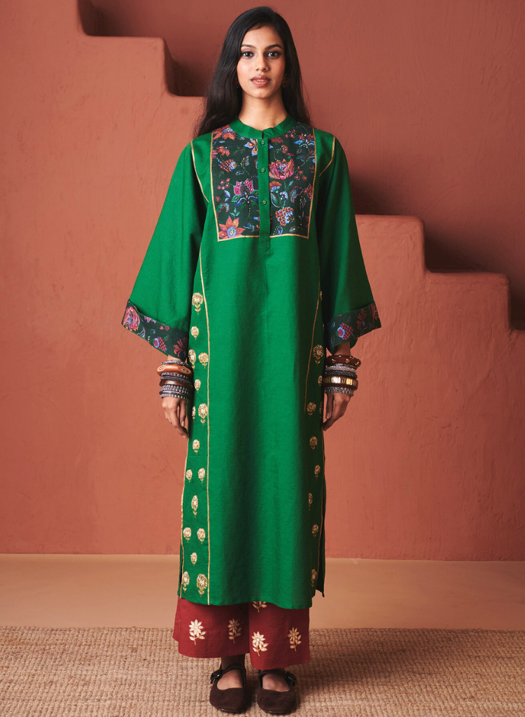 Paan Panelled Kurta Set
