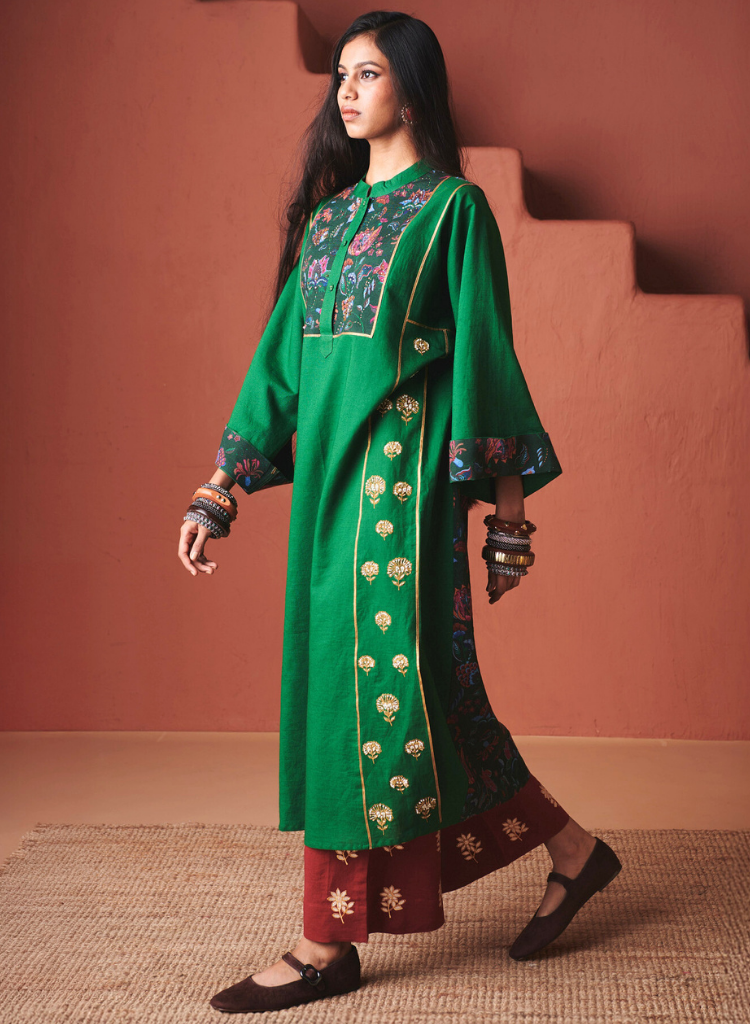 Paan Panelled Kurta Set