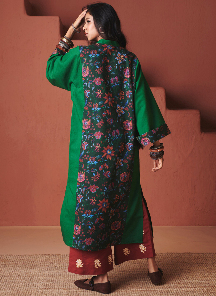 Paan Panelled Kurta Set