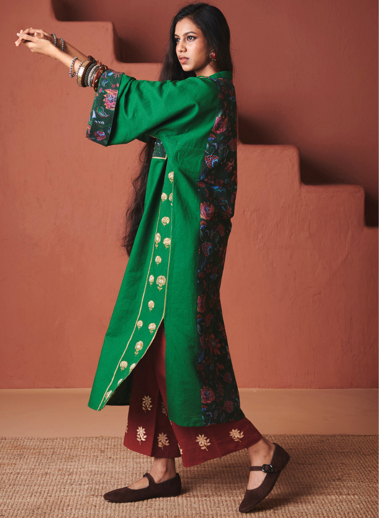 Paan Panelled Kurta Set