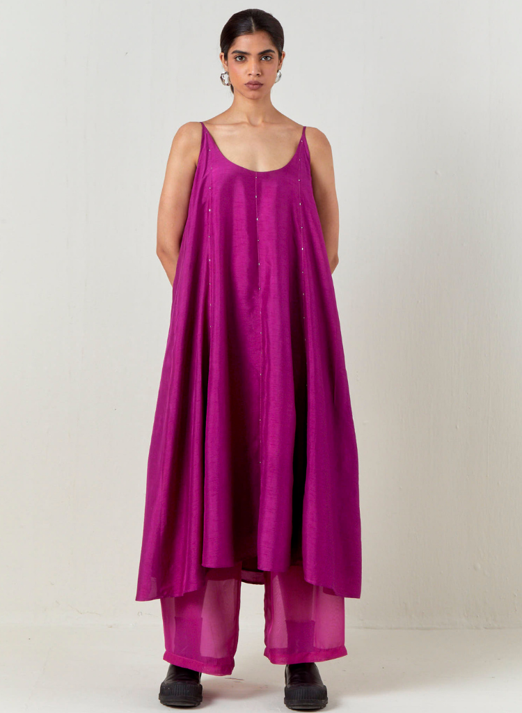 Paneled Embroidered Tunic Set