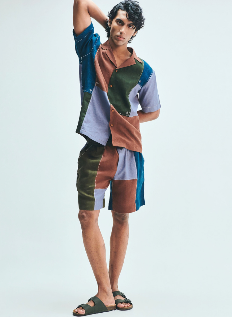 Patchwork Camp Collar Shirt