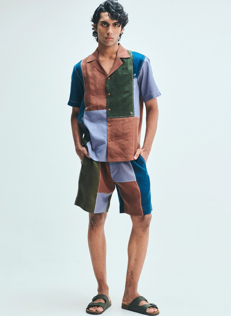 Patchwork Camp Collar Shirt