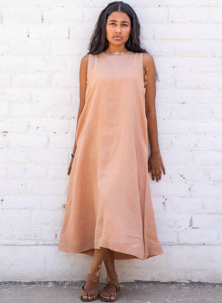Peach Linen Dress
