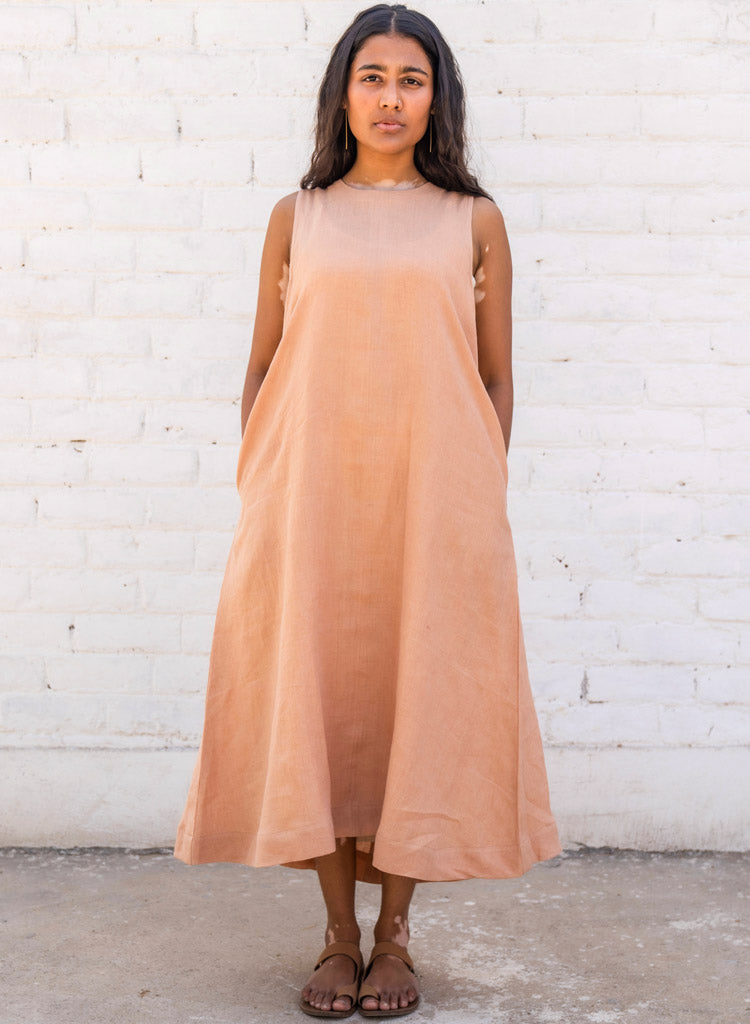 Peach Linen Dress