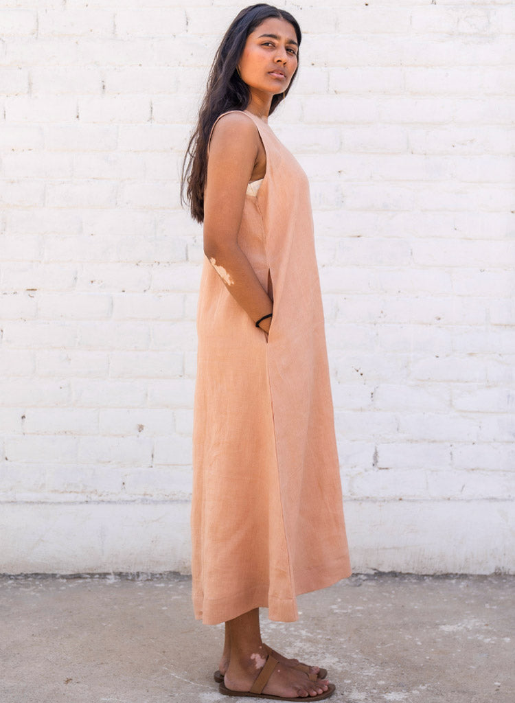 Peach Linen Dress