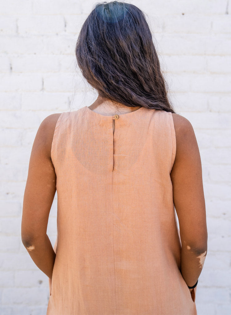 Peach Linen Dress