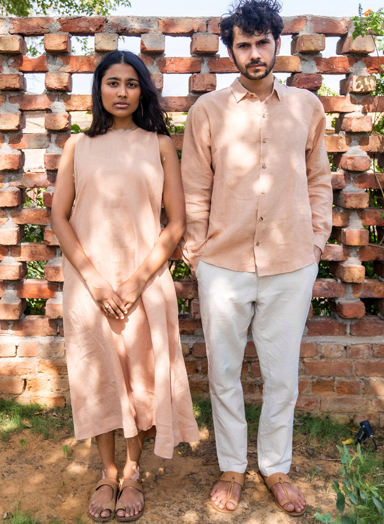 Peach Linen Dress