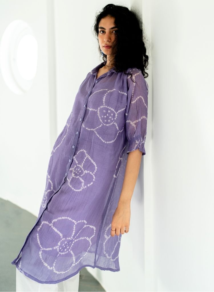 Periwinkle Bandhej Tunic Set