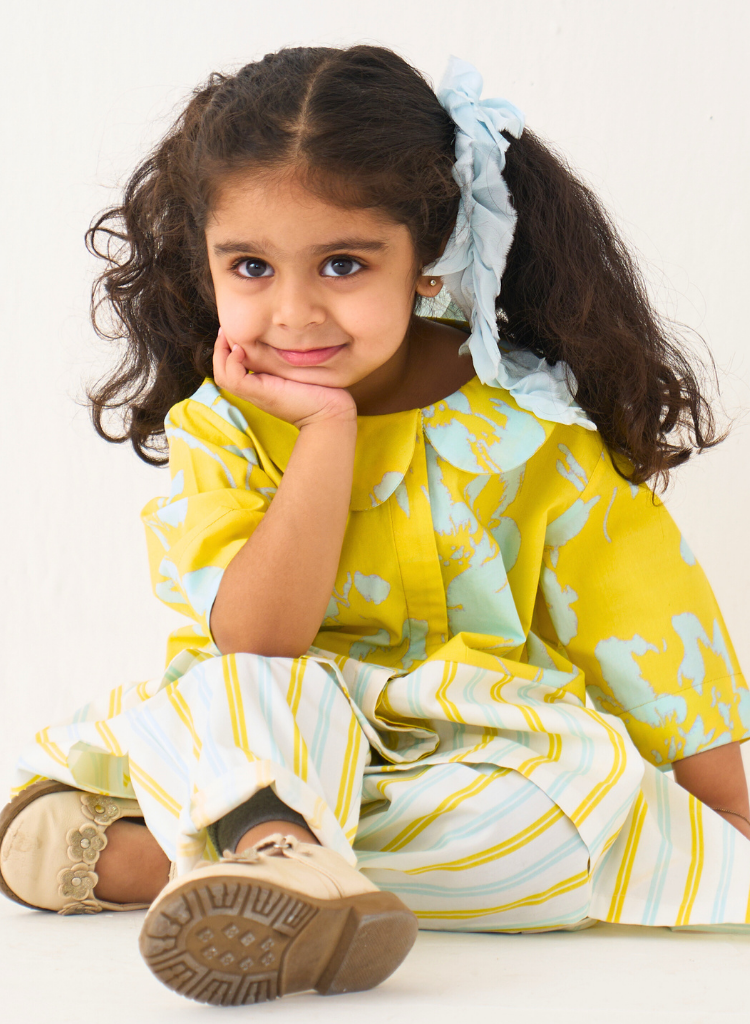 Peter Pan Collar Panelled Shirt Set