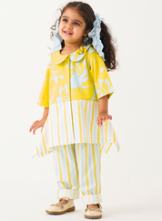 Peter Pan Collar Panelled Shirt Set