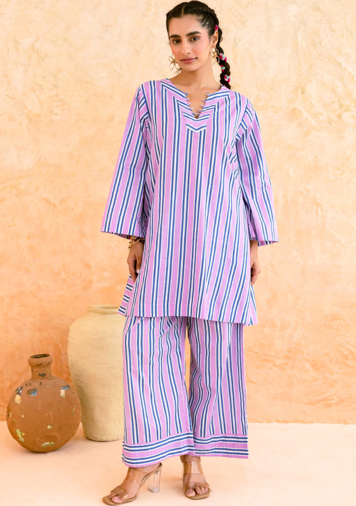 Pink Blue Striped Set