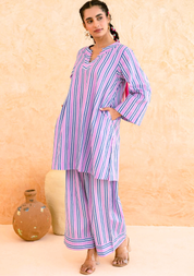 Pink Blue Striped Set