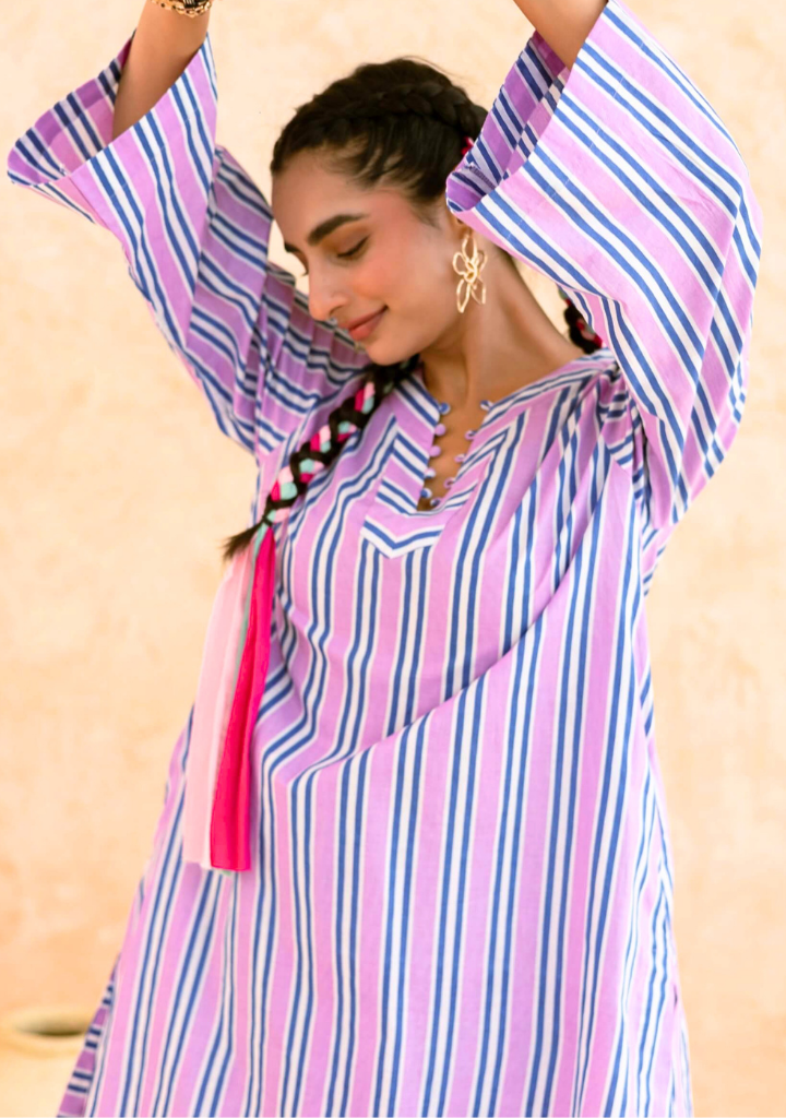 Pink Blue Striped Set