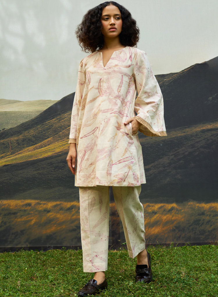 Pink Foliage Kurta Set