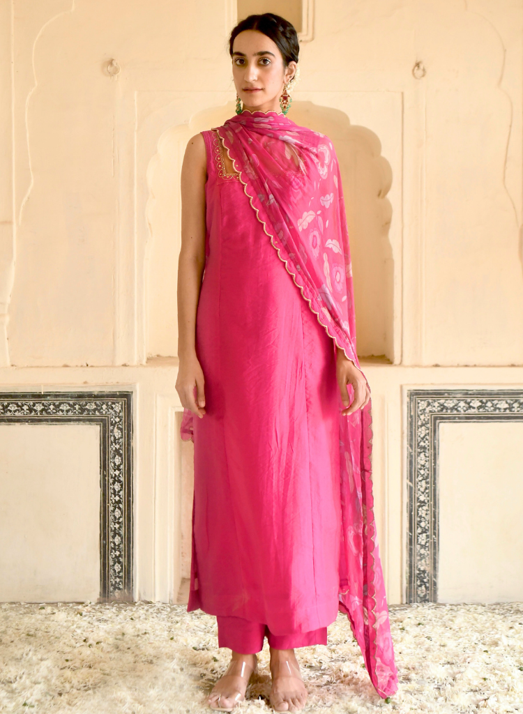 Pink Rose Kurta Set