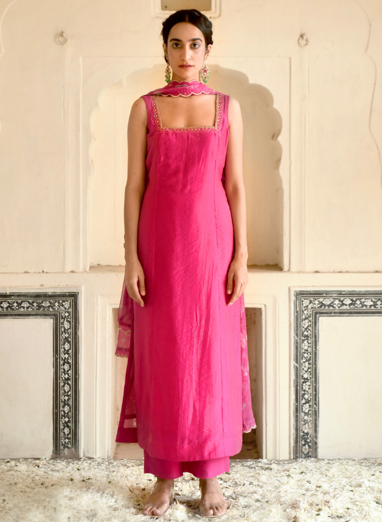 Pink Rose Kurta Set