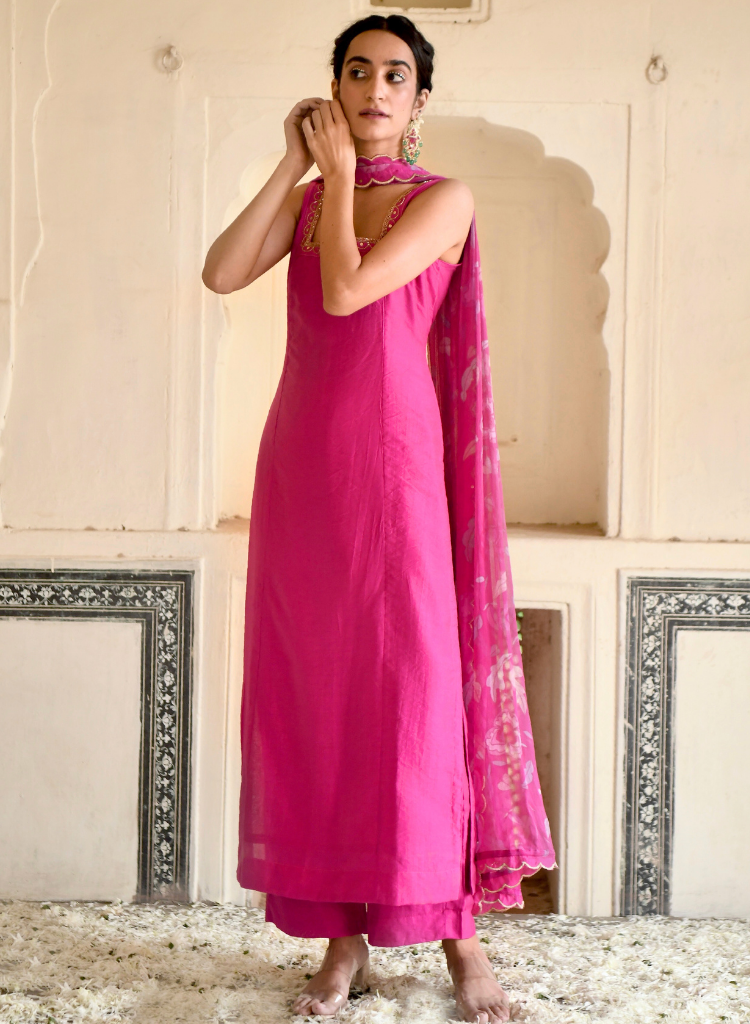 Pink Rose Kurta Set