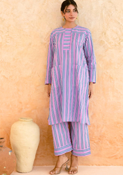 Pink Striped Kurta Set