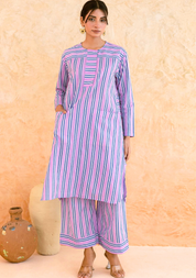 Pink Striped Kurta Set