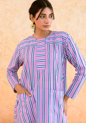 Pink Striped Kurta Set